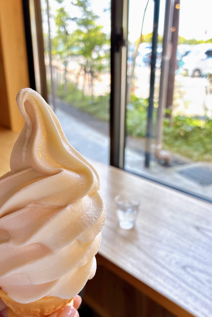 エコパーク水俣 道の駅のローズソフトクリーム、私はミックス